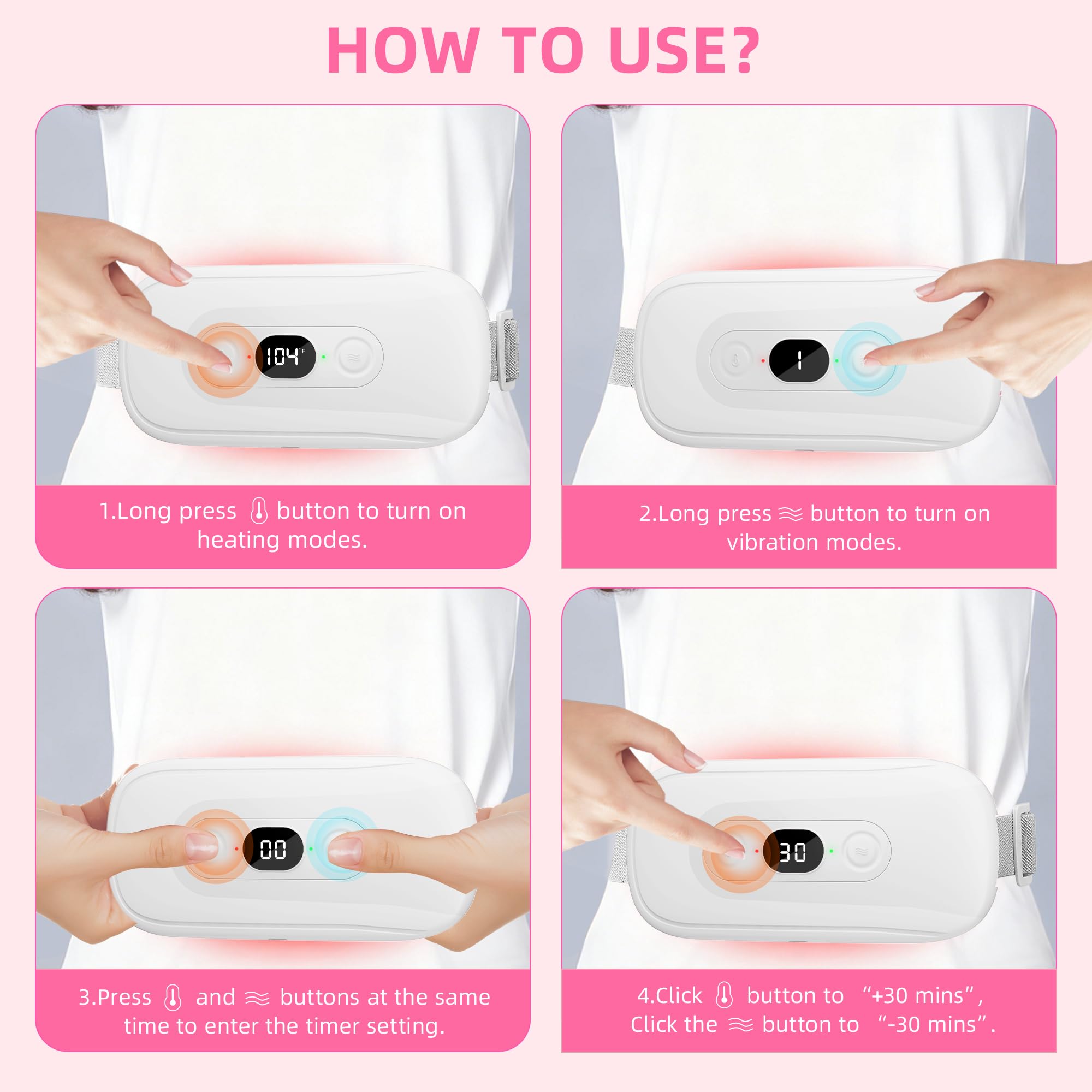 Hirane portable heating pad heat level controls for precise warmth
