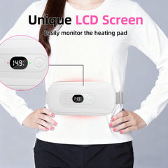 Hirane portable heating pad LCD display shows temperature, battery and mode