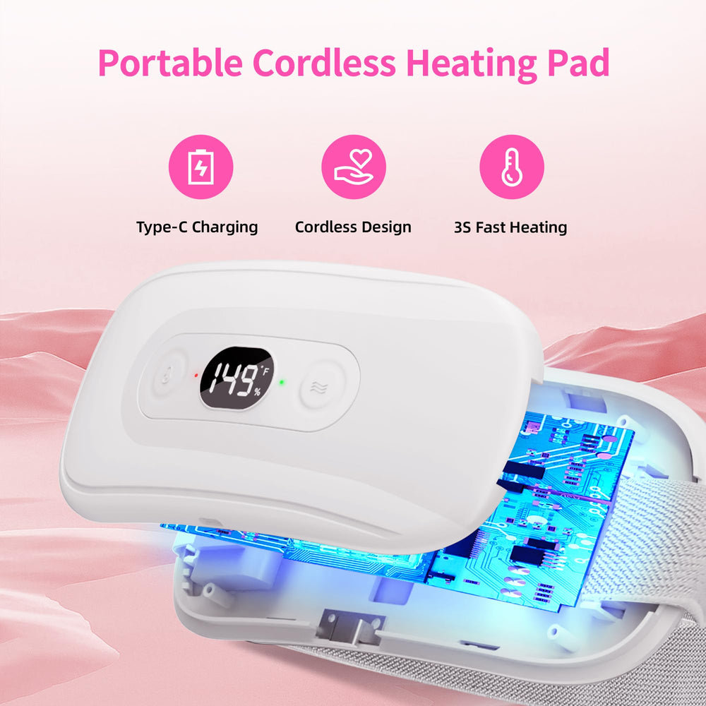 Hirane portable heating pad vibration modes providing soothing massage