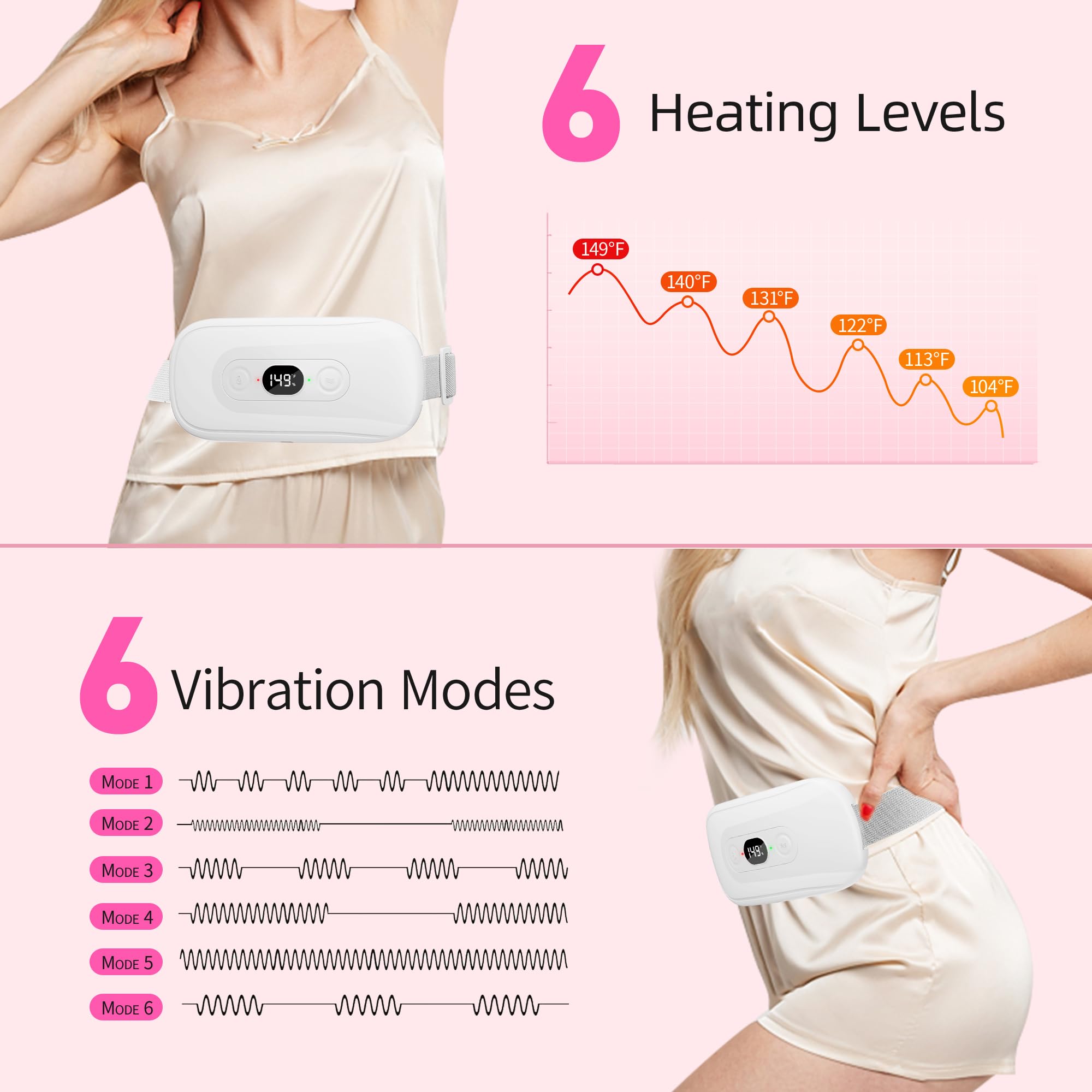 Hirane portable heating pad worn with adjustable belt for customizable fit