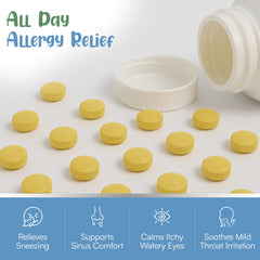 Histamine Shield Plus Kids strawberry flavor sample highlighting easy-to-take chewables.