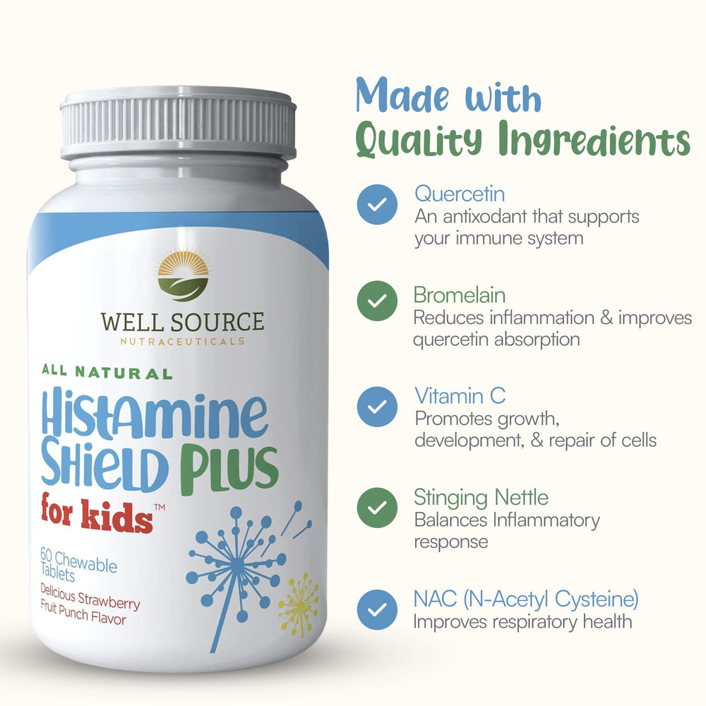 Histamine Shield Plus Kids strawberry USA factory image reinforces trusted production standards.