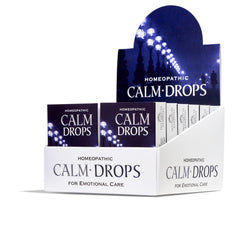 Historical Remedies Calm Drops packaging in eco-friendly slipcase for on-the-go use.