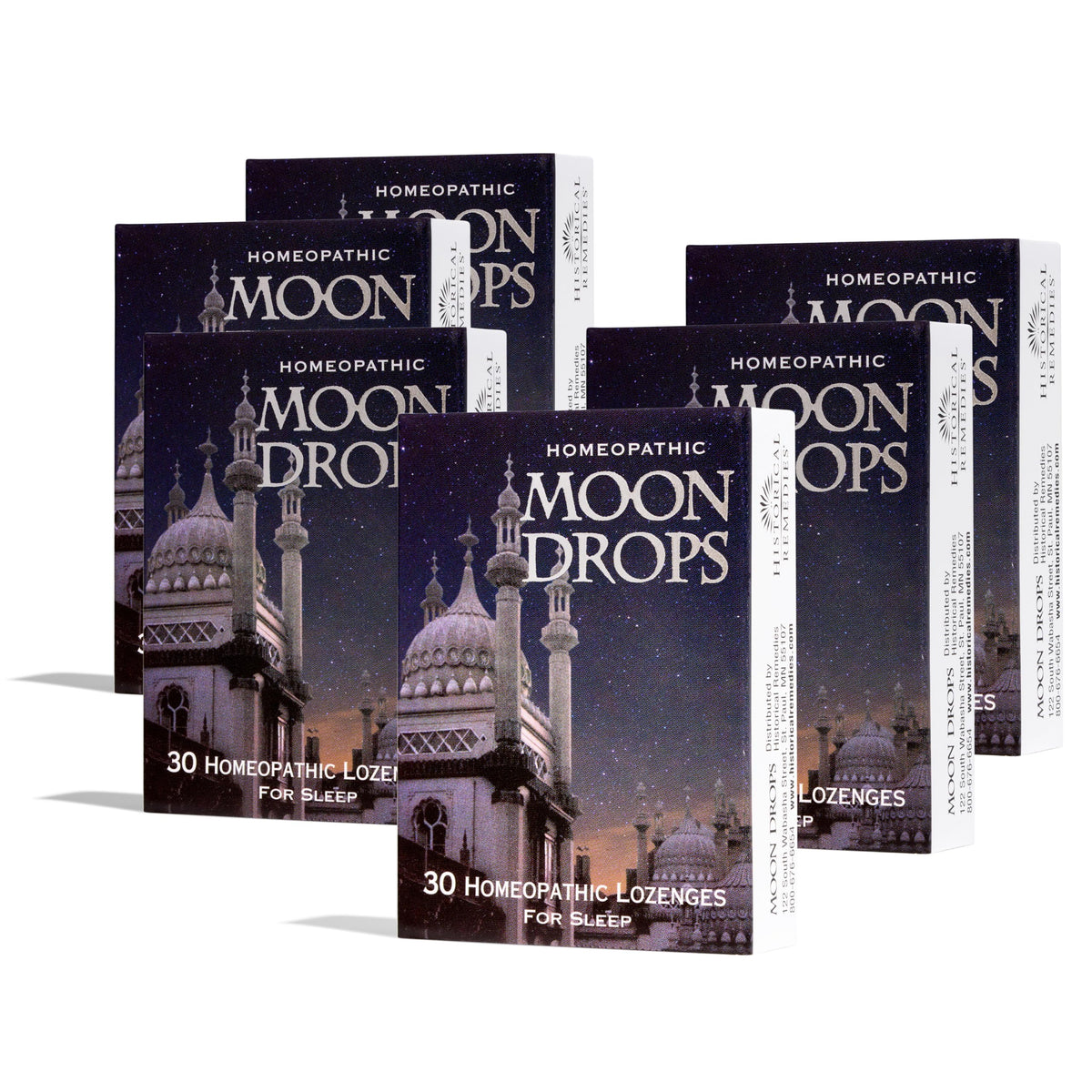Historical Remedies Moon Drops bottle shown for easy nightly support and natural sleep aid.