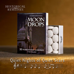 Moon Drops packaging demonstrates travel-ready sleep aid in a compact, eco-friendly slipcase.