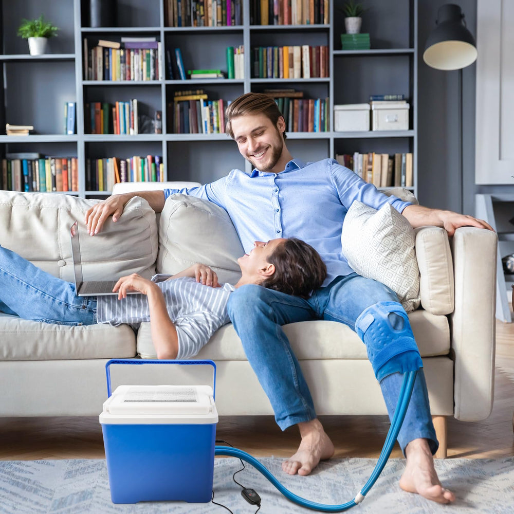 Hiumtree post-surgery setup shows a compact, easy-to-use cold therapy system.