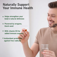 HiWell softgels being swallowed to support respiratory comfort.