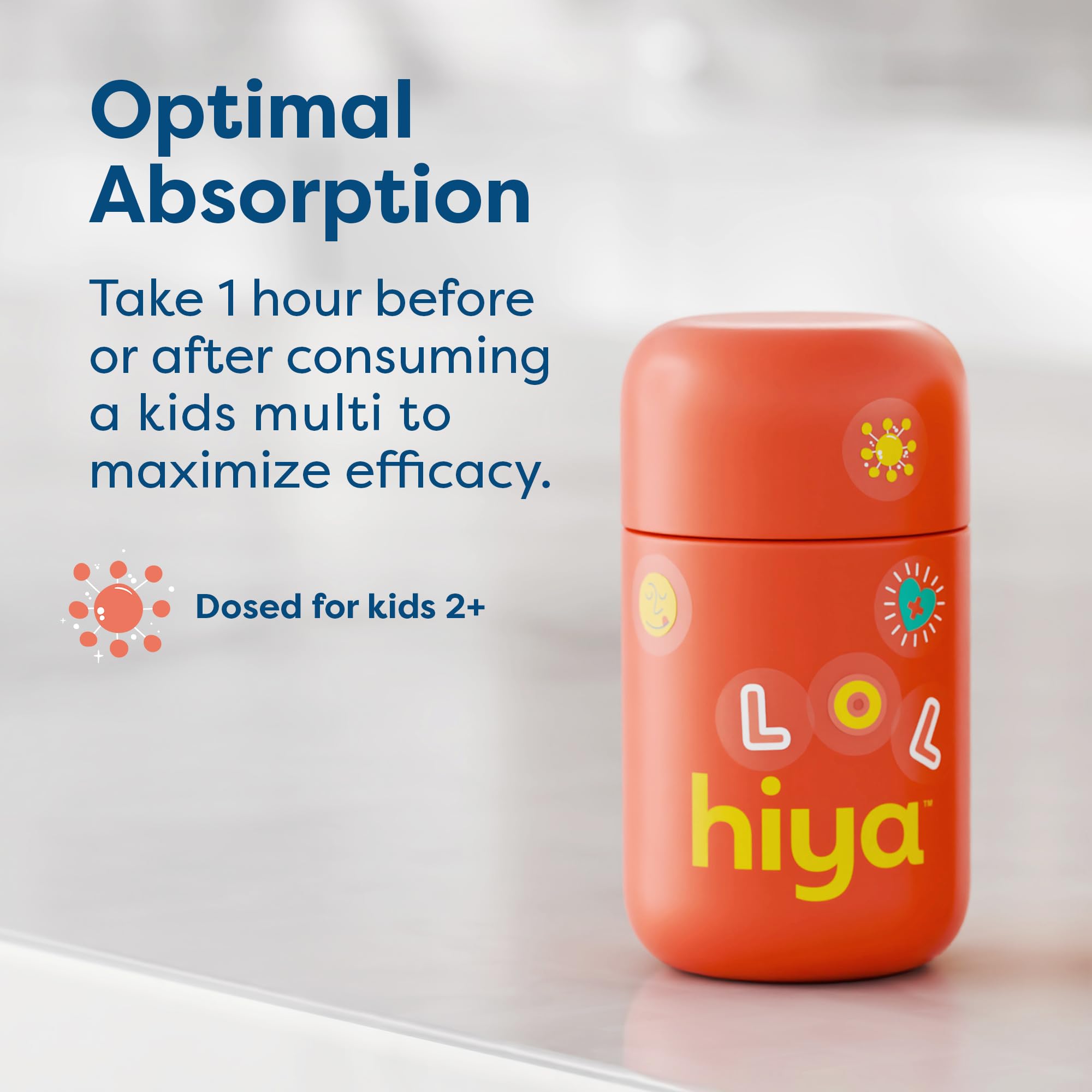 Refillable glass bottle with HIYA Iron+ and sticker pack
