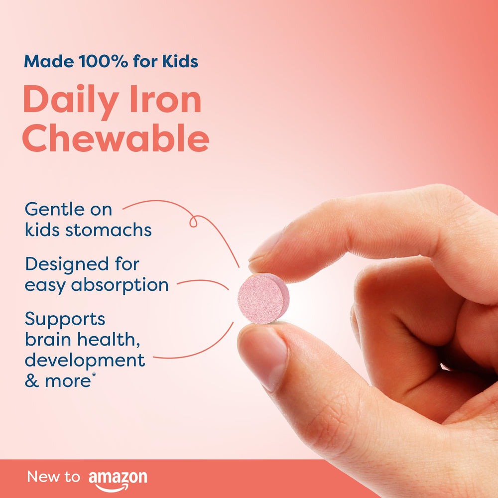 Close-up of HIYA Iron+ strawberry flavor for kid friendly taste