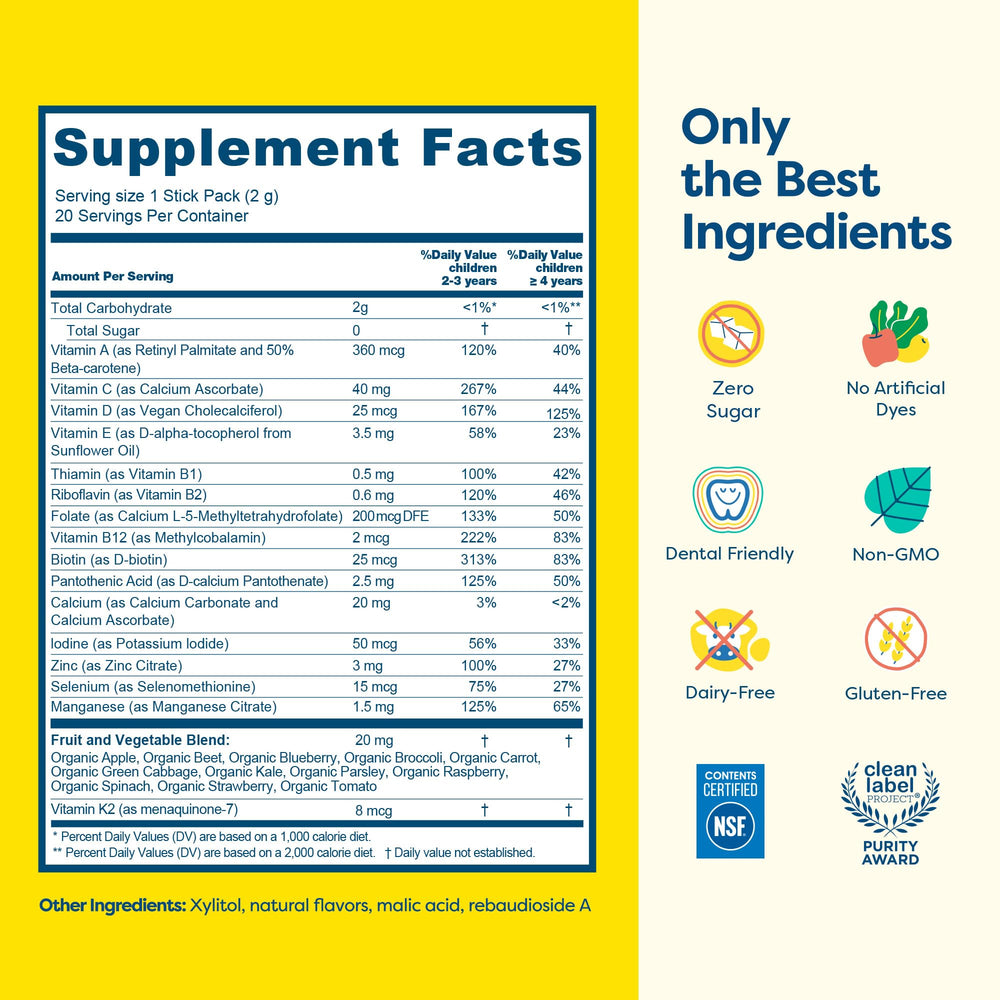 Hiya Kids Multivitamin daily-dose sticks fit busy morning routines.