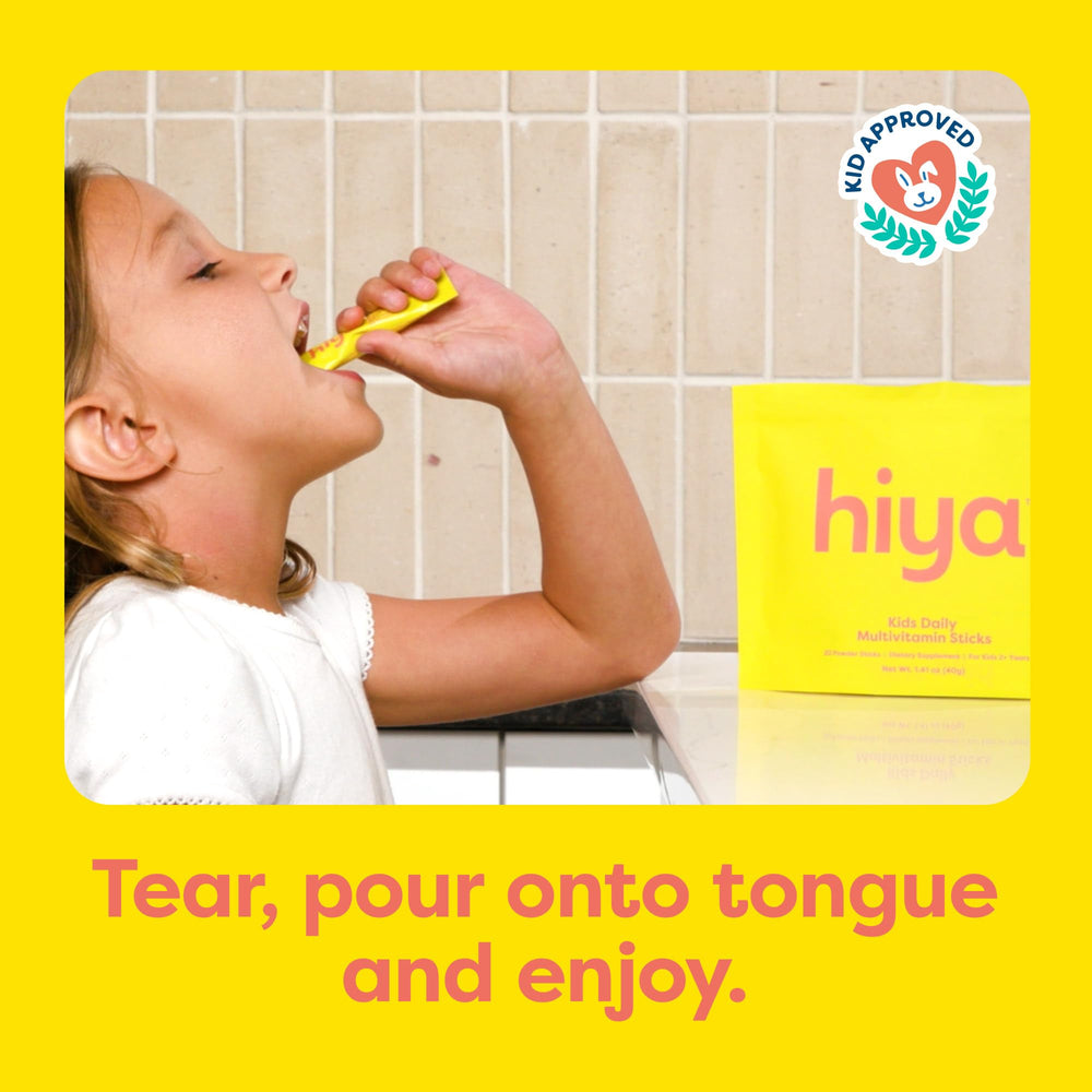 Hiya Kids Multivitamin label highlights clean, certified ingredients for peace of mind.