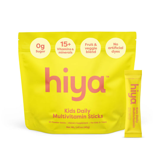 Hiya Kids Multivitamin stick dispense for easy, sugar-free daily nutrition.