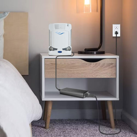 HKY power supply side view, compact design for travel safety.