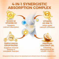 Hlonns D3K2 triple magnesium capsules closeup for enhanced absorption.