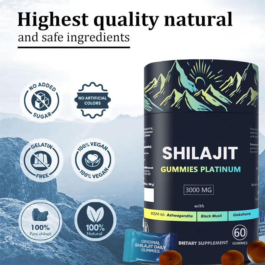 Individually wrapped Hlonns Shilajit Gummies for travel-friendly use.