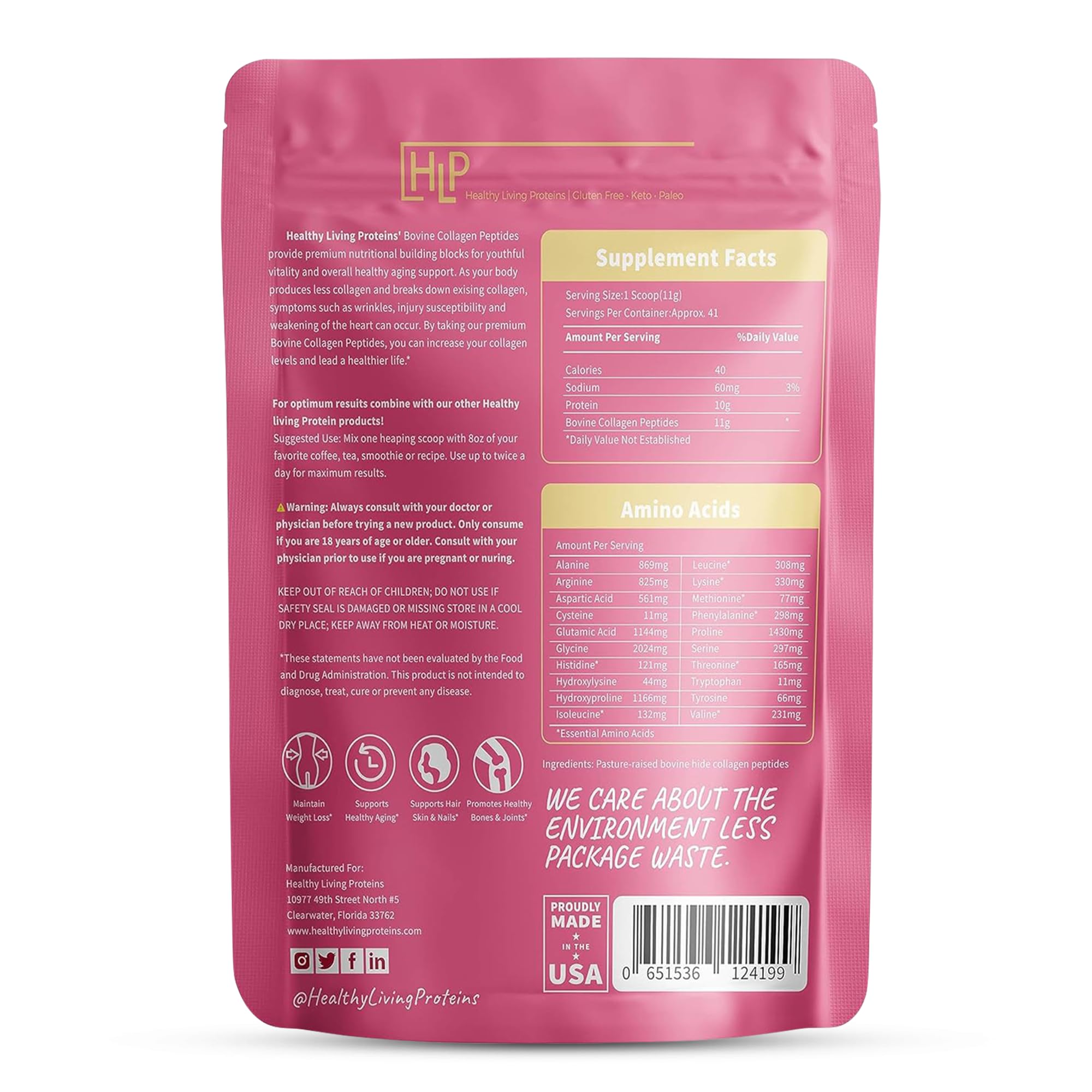 Healthy Living Proteins grass-fed collagen peptides bottle for daily use