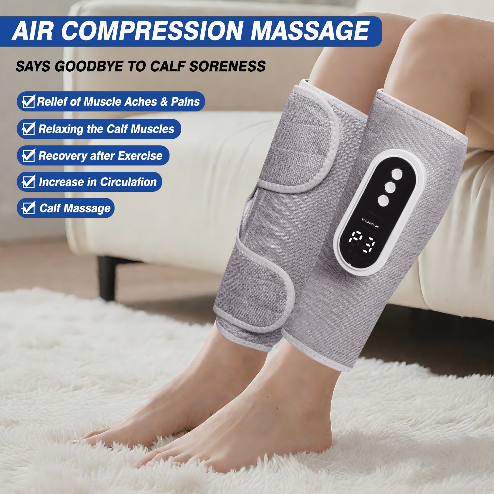 hlpsionlp Air Compression Leg Massager auto shut-off for safe use.