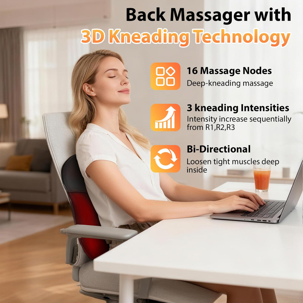 HLTHSKY back massager with 3D kneading rollers in action