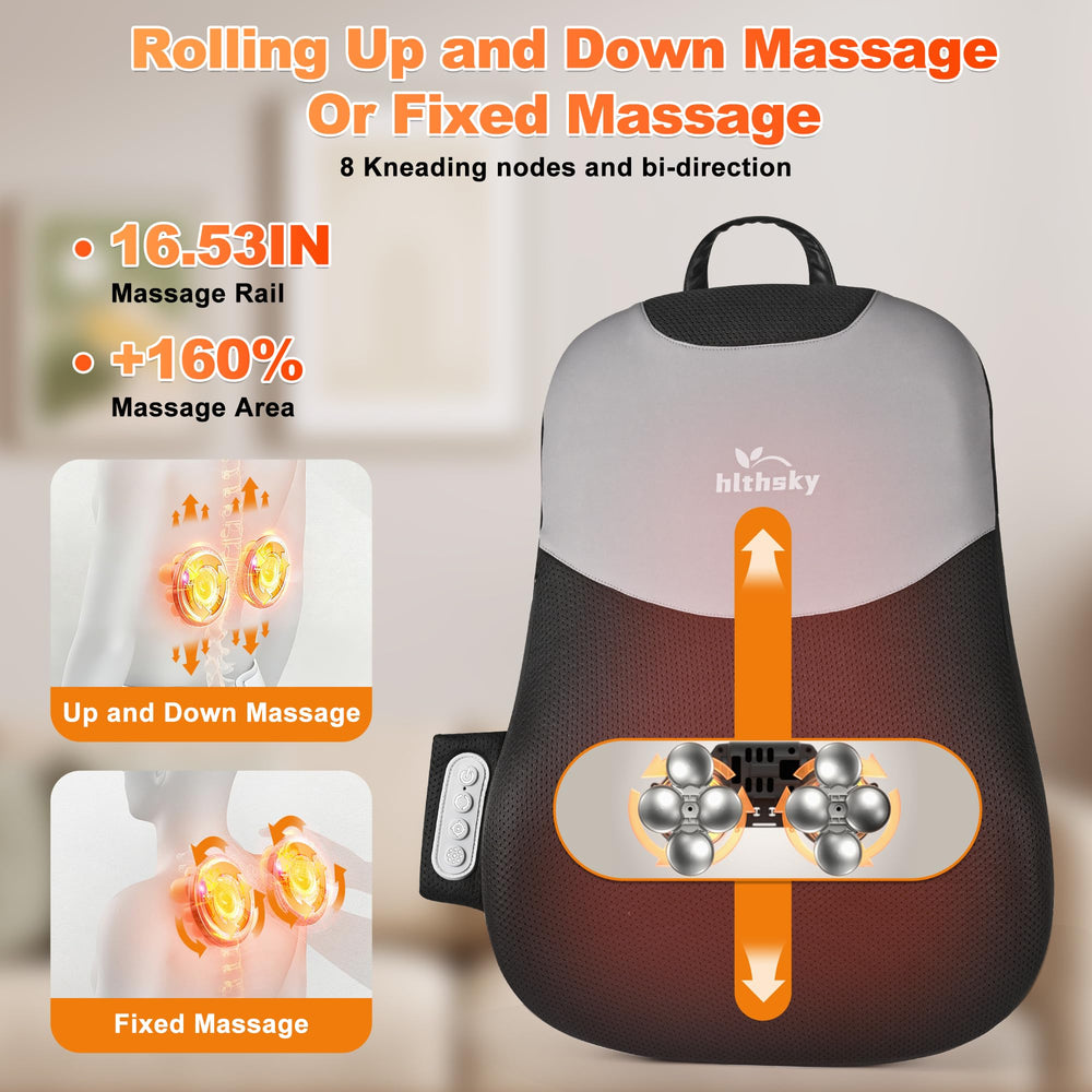 hlthsky back massager rolling mechanism showing up-down motion for back relief