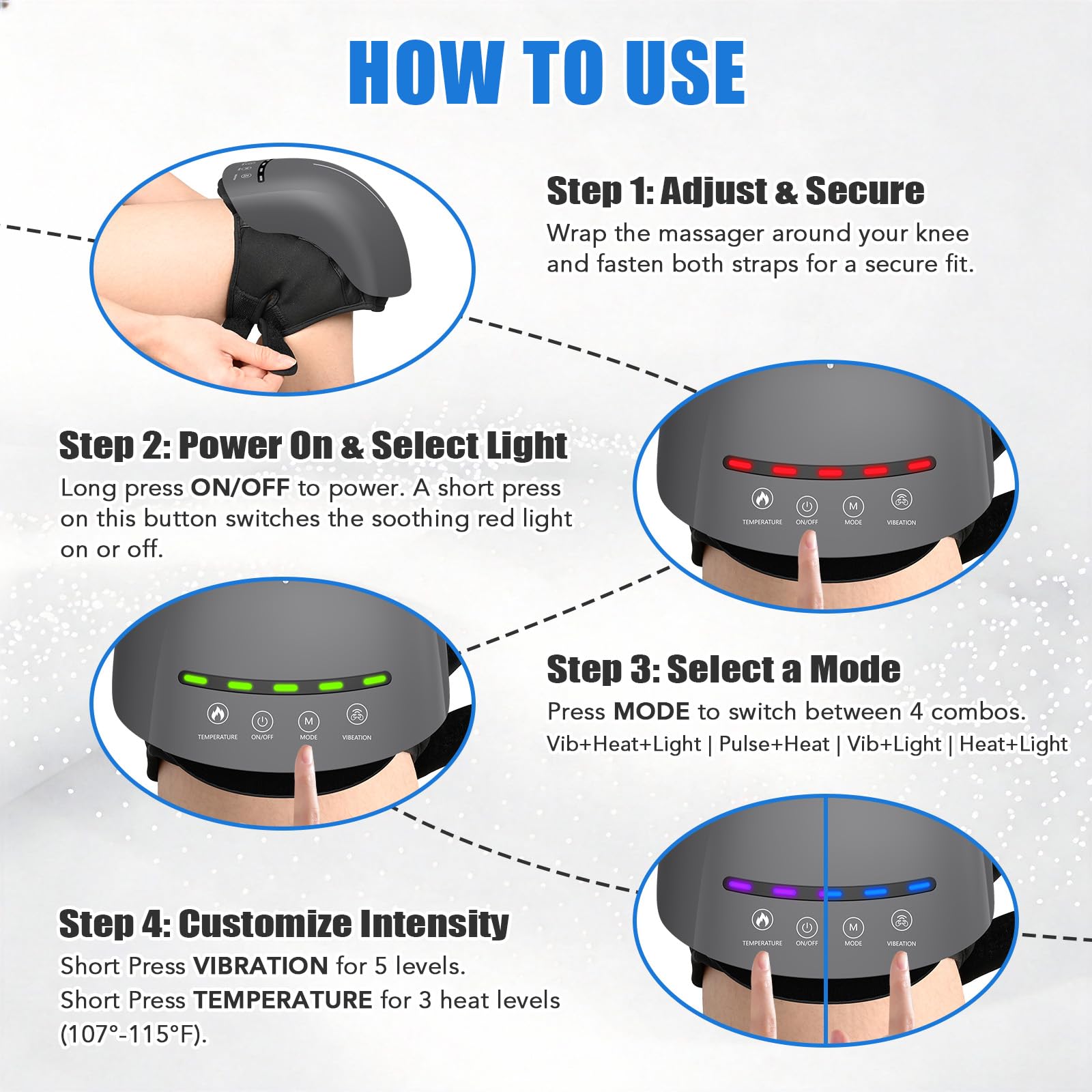HLTHZONE Adjustable Straps fit knees from 22 to 55 cm securely