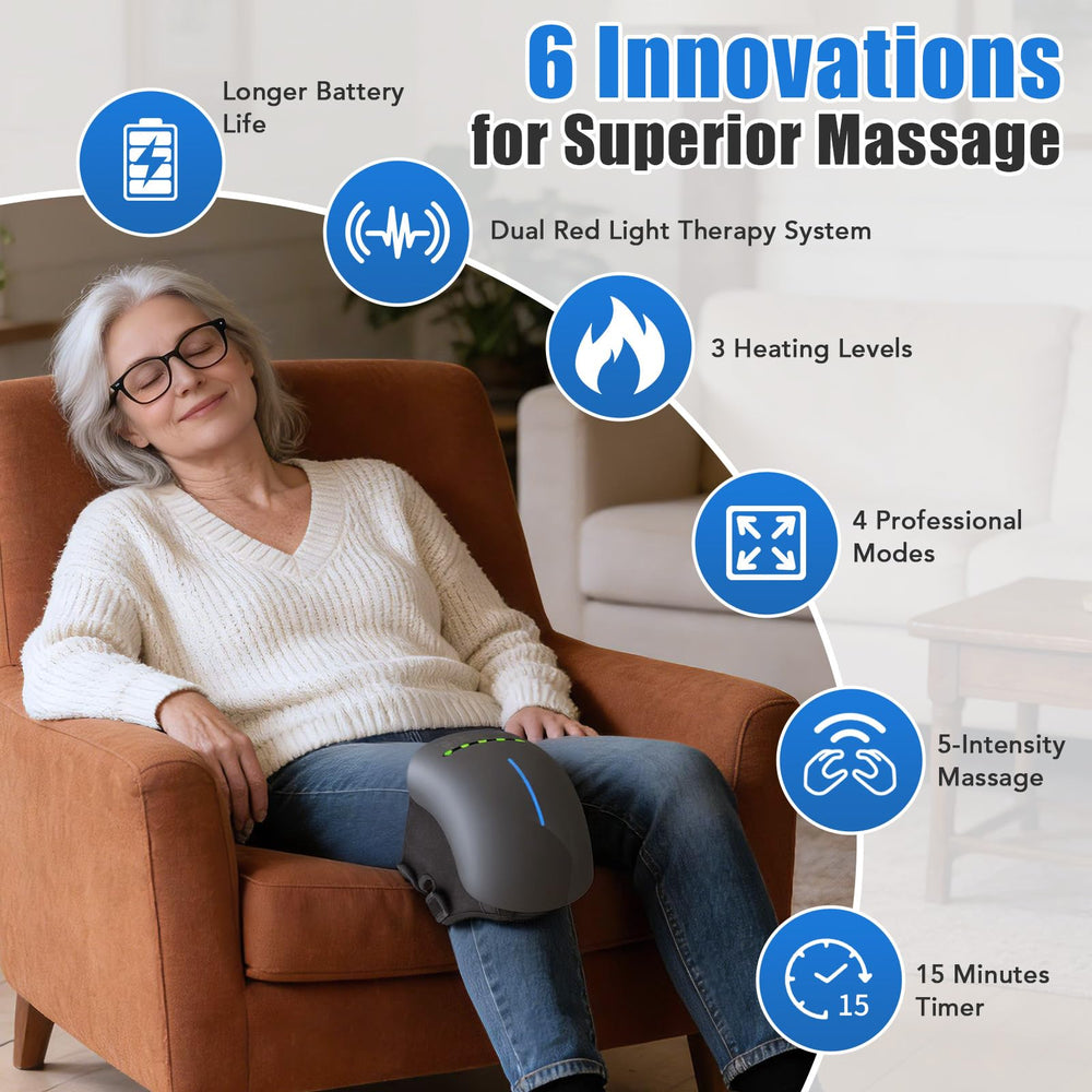 HLTHZONE Dual Red Light Knee Massager delivers soothing warmth and light therapy on demand