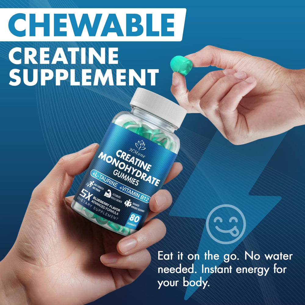 HMone Creatine Monohydrate Gummies 160-count bottle for daily training support.