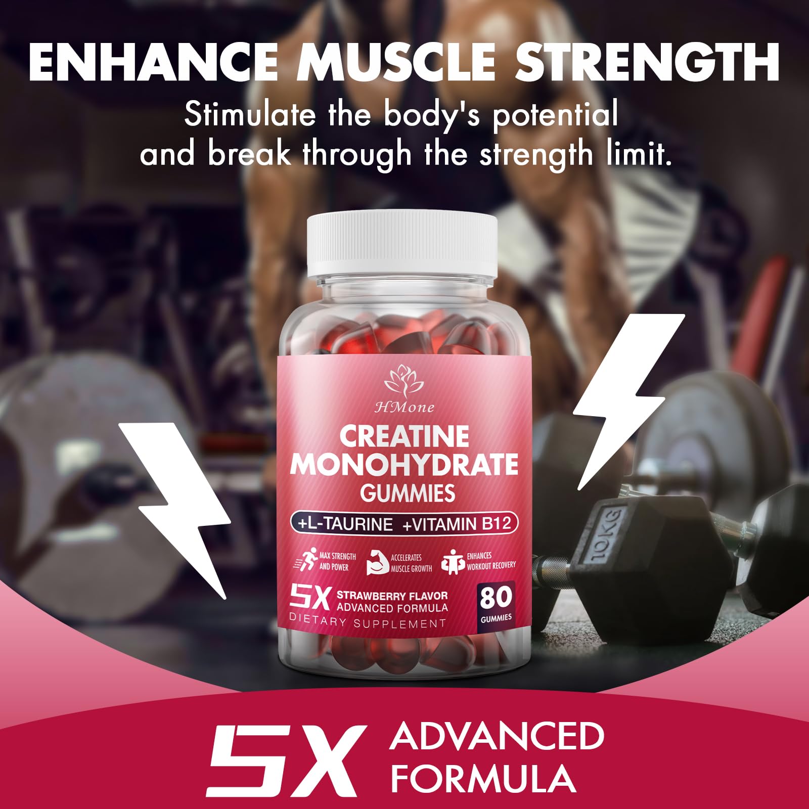 HMone Creatine Monohydrate Gummies easy-to-chew texture in hand