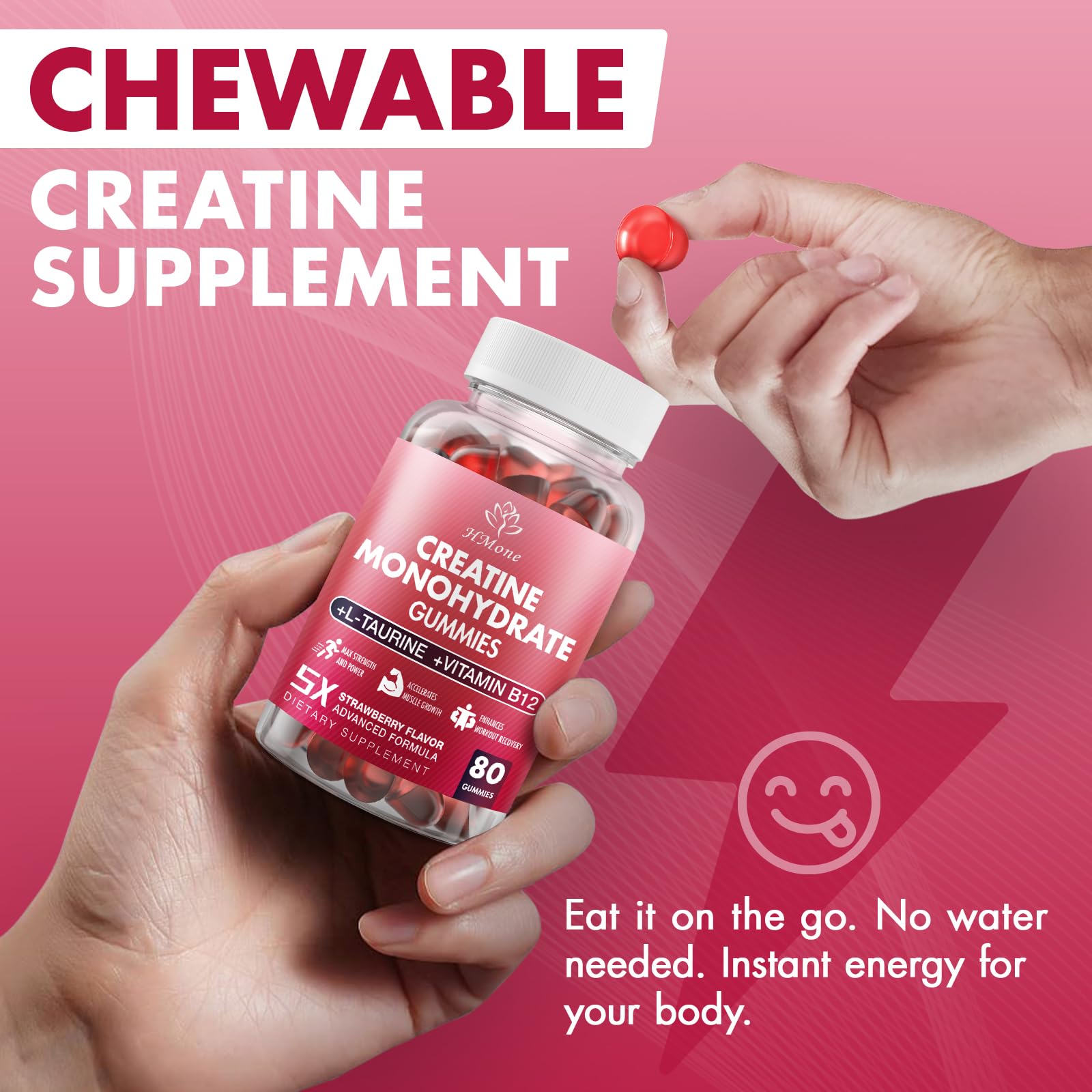 HMone Creatine Monohydrate Gummies vegan ingredients highlight gelatin-free formula