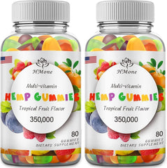 HMone hemp gummies bottle showing night-time formula for sleep support