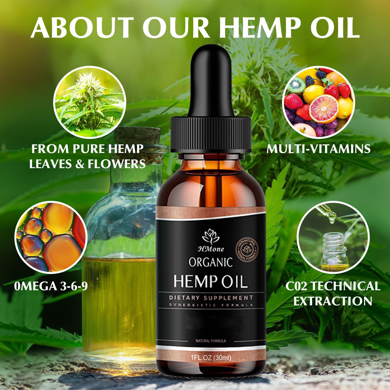 HMone hemp oil vegan-certified product with plant-based formulation