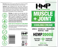 HMP BRANDS Hemp Cream ingredients include Aloe Vera, Vitamin E and Arnica for soothing feel.