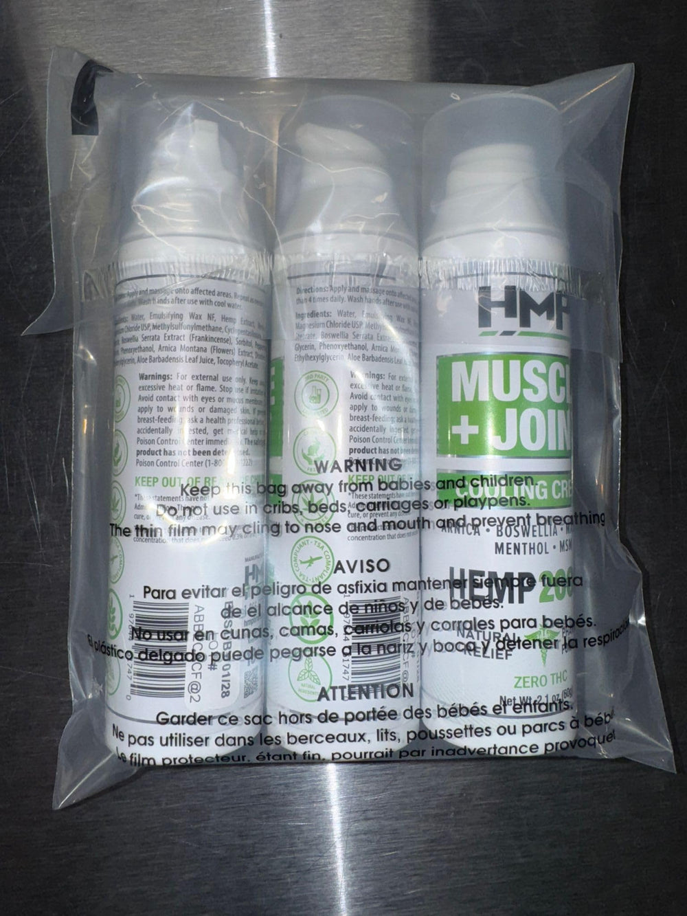 HMP BRANDS Hemp Cream 3-pack shown with everyday use and storage.