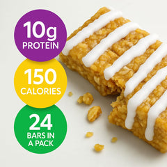 HMR Lemon Protein Bar packaging and 24-count box for bulk snacking.