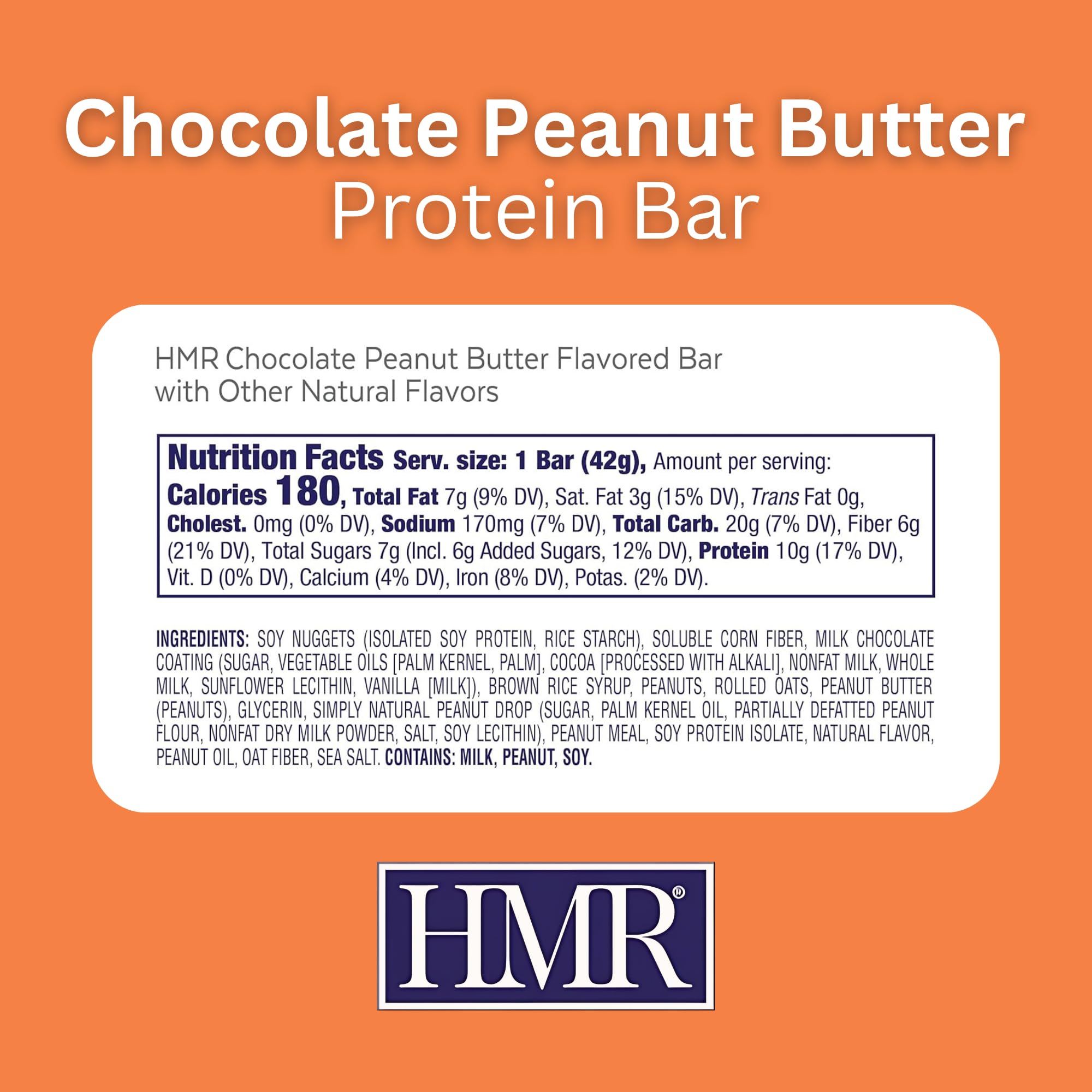 HMR chocolate peanut butter protein bar drizzle toppings close-up for flavor