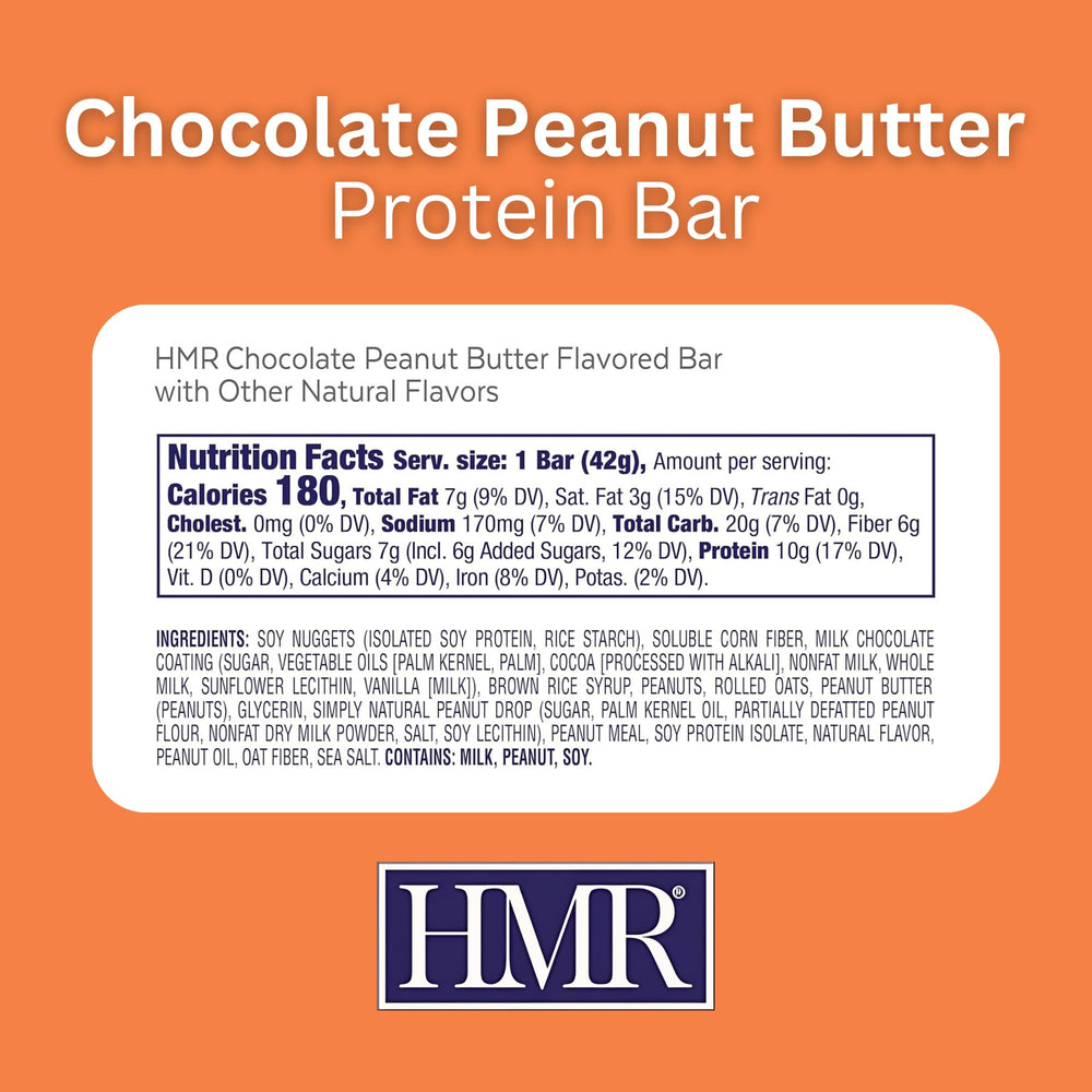 HMR chocolate peanut butter protein bar drizzle toppings close-up for flavor