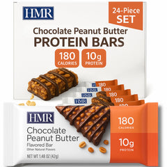 HMR chocolate peanut butter protein bar package ready for a protein-packed snack