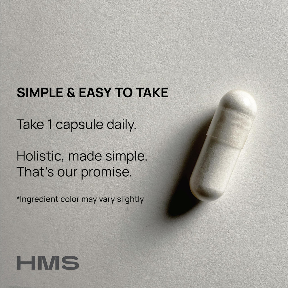 HMS Nutrition packaging on shelf signaling quality and third-party testing.
