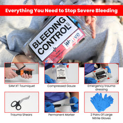 HMZ Medical iThrive SAM XT tourniquet in professional bleeding control kit.