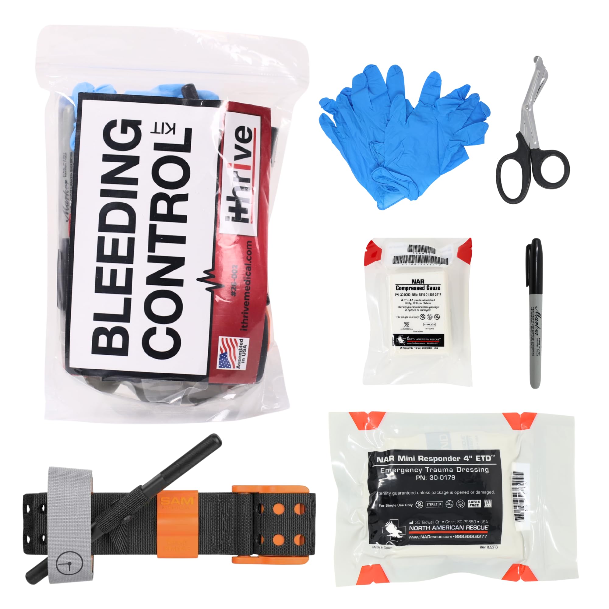 HMZ Medical iThrive Stop The Bleed kit SAM XT tourniquet ready for rapid response.