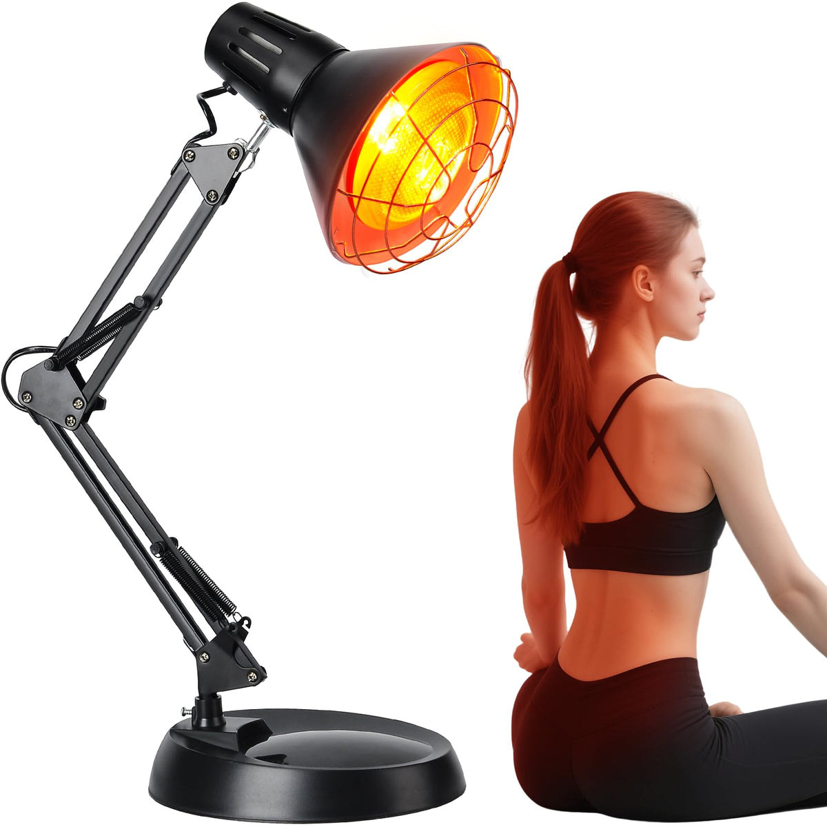 Hoakya infrared heat lamp with timer control focuses heat for targeted body relief.