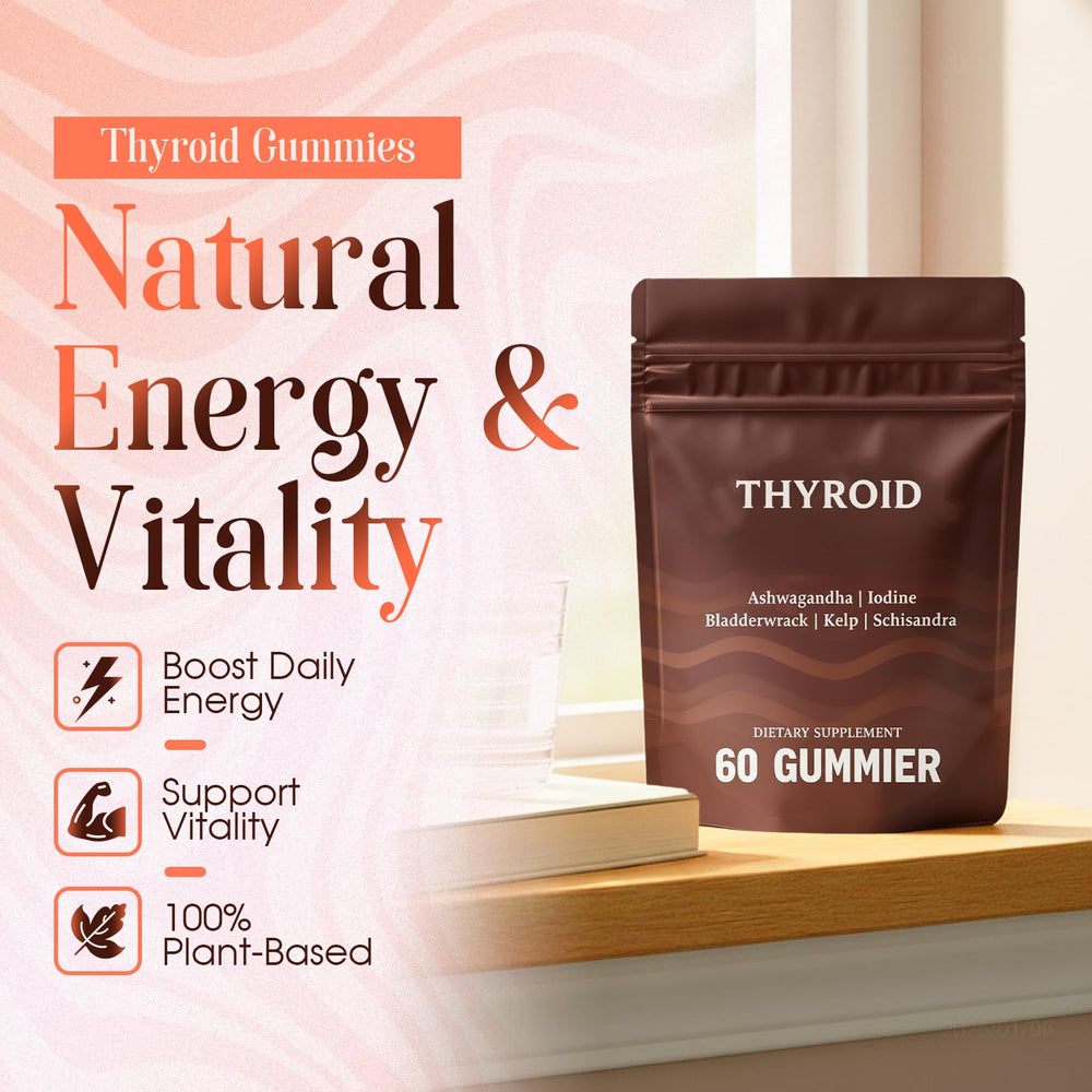 Hochornk Thyroid Gummies on wooden tray signaling convenient wellness support