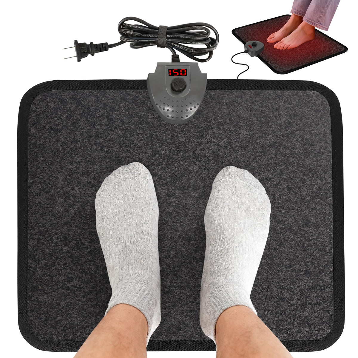 Hodeamy heated floor mat under desk wide for fast foot warmth