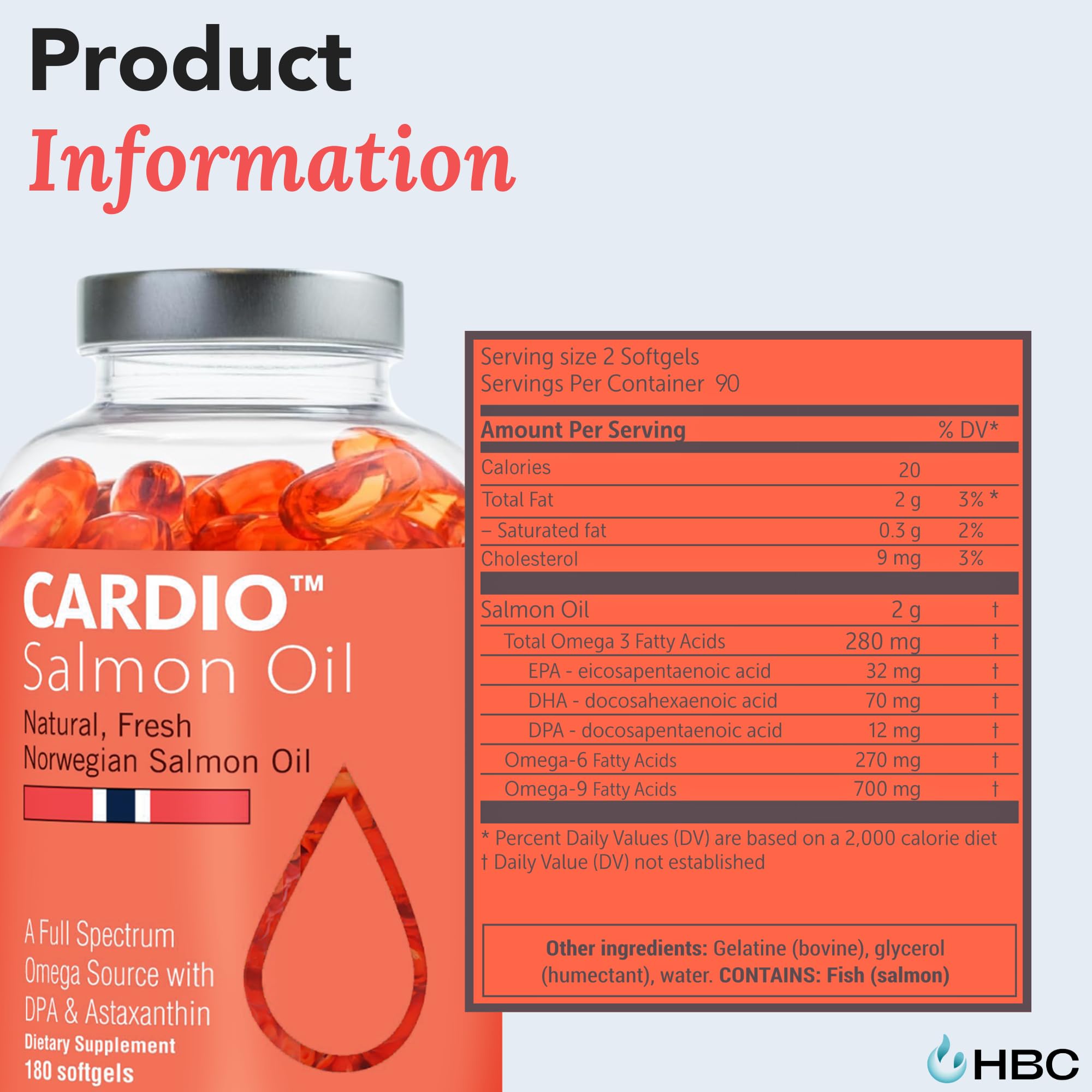 Hofseth BioCare 180 capsules count signals long-lasting supply.