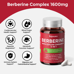HojaSana Berberine capsules closeup for easy daily intake.