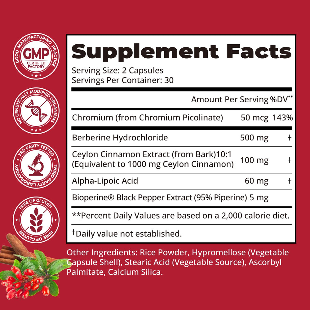 HojaSana Berberine GMP label communicates product safety and quality.