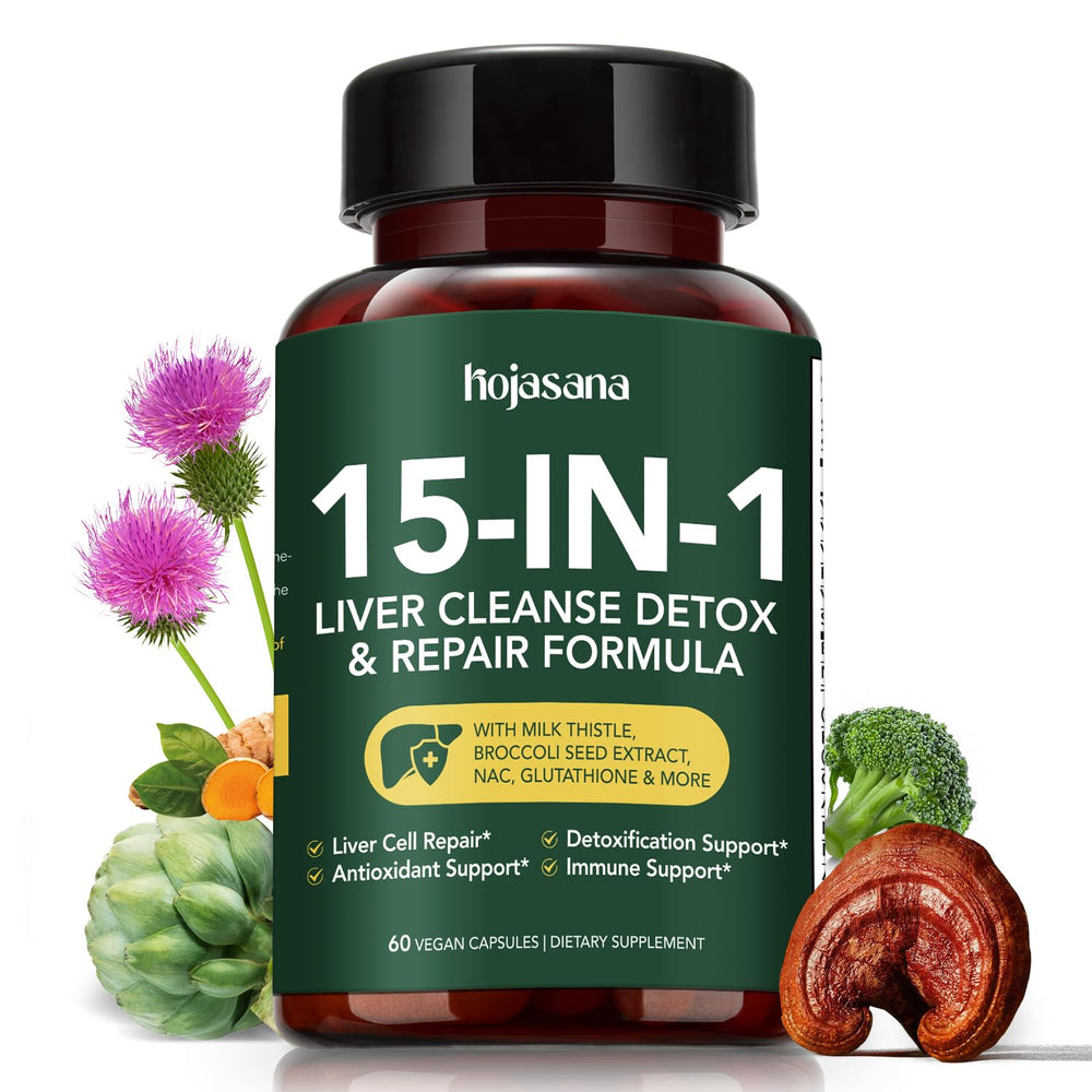 HojaSana Liver Support bottle with milk thistle for daily detox support.