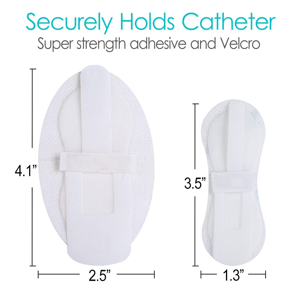 Catheter stabilizer strap with velcro keeps tubing securely in place.