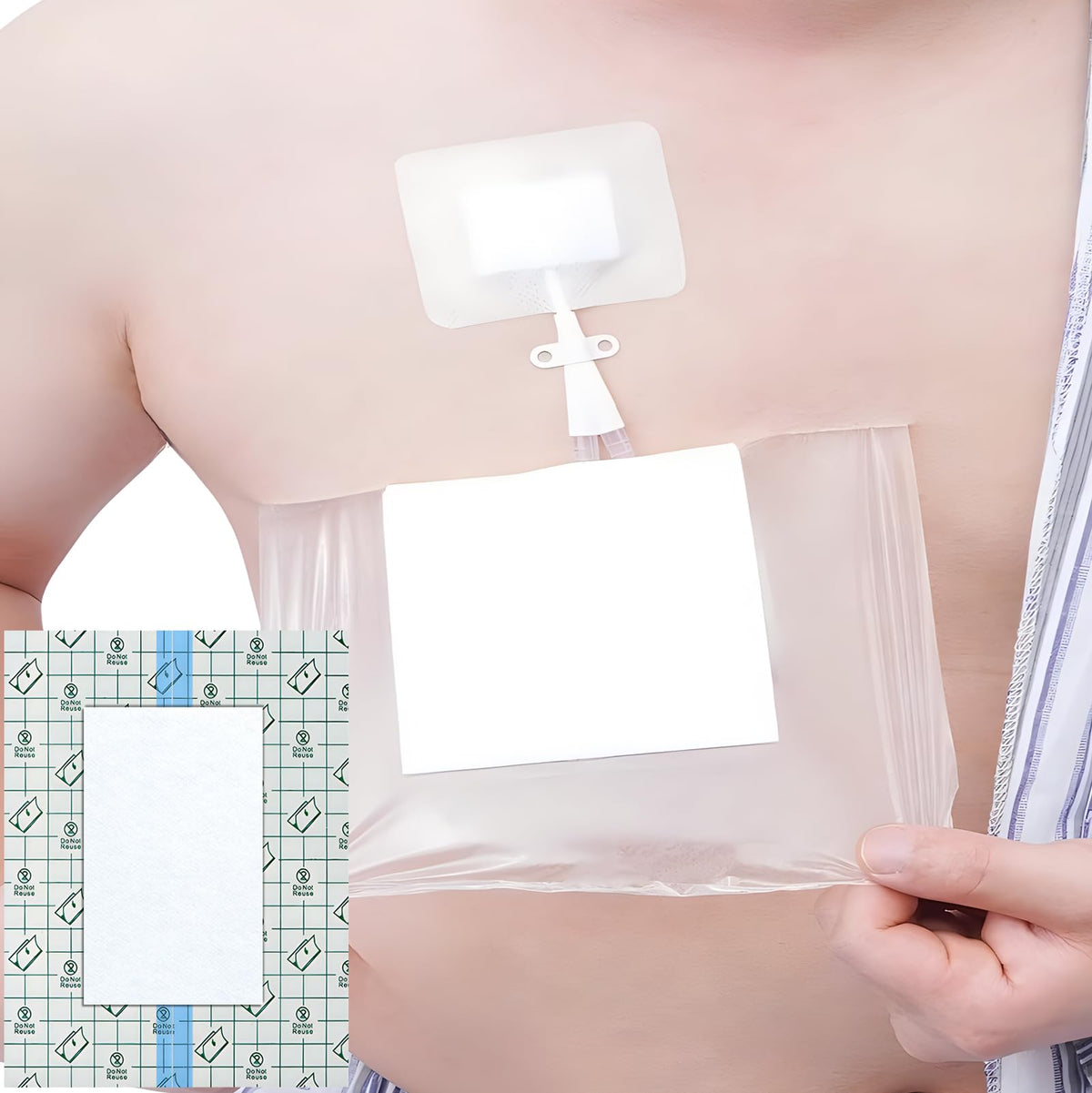 Hola Health shower cover 12x16 inch with non-stick center pad protects incisions during showers.