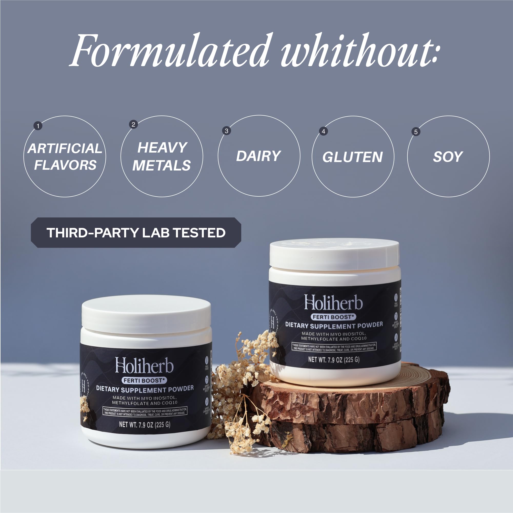 Holiherb lab purity seal indicating independent testing.