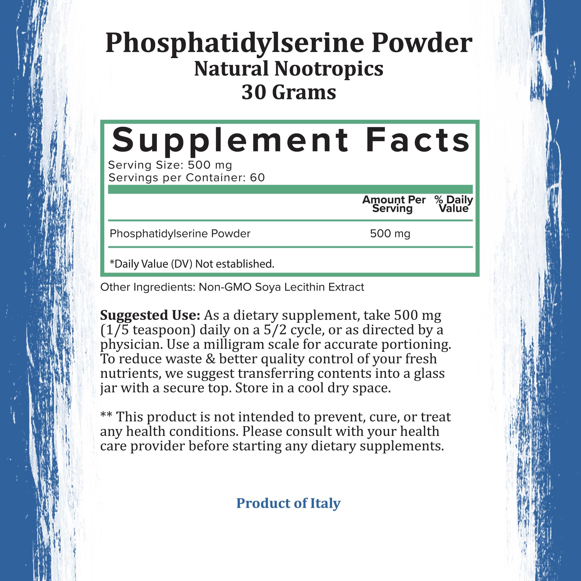 Holistic Bin phosphatidylserine powder dispensing scene shows easy daily use.